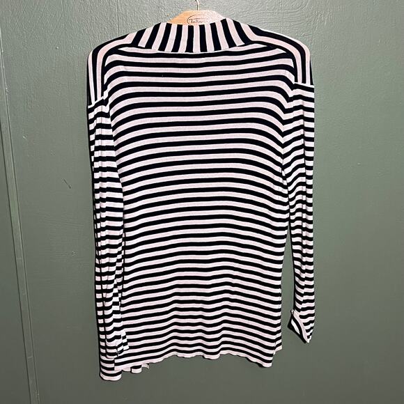 Banana Republic Black White Striped Long Sleeve Turtleneck Top XL - Picture 5 of 7